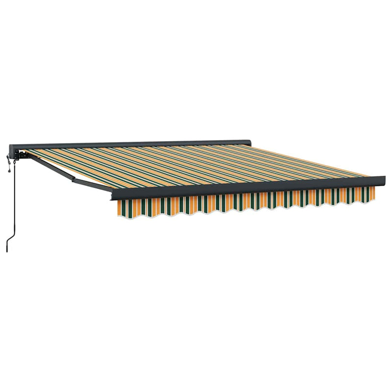 vidaXL Behúzható napellenző Zöld és sárga 300 x 250 cm Szövet, Fém