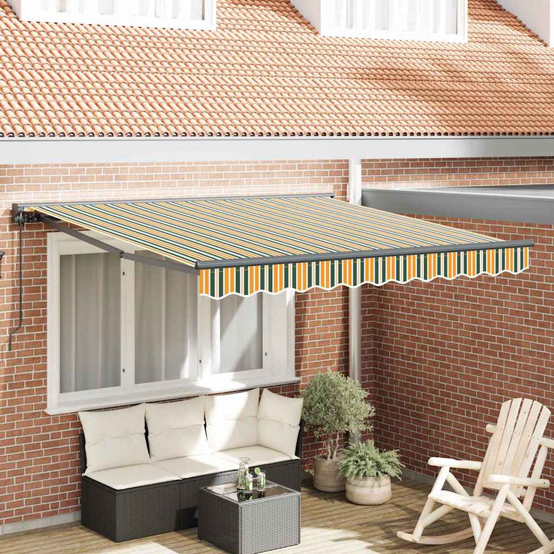 vidaXL Behúzható napellenző Zöld és Sárga 300x250 cm szövet