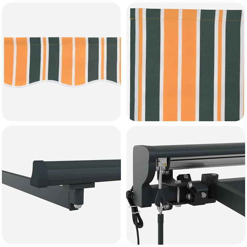 vidaXL Behúzható napellenző Zöld és Sárga 300x250 cm szövet