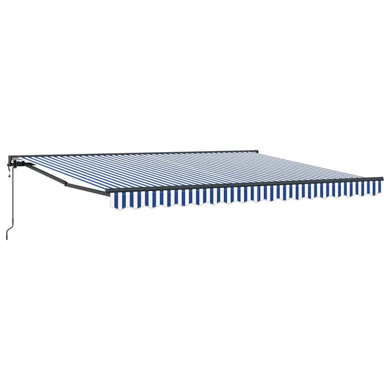 vidaXL Behúzható napellenző Kék és fehér 350 x 250 cm Szövet, Fém