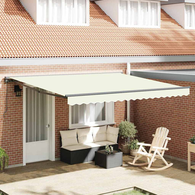 vidaXL Behúzható napellenző Krém 350 x 250 cm Szövet, Fém