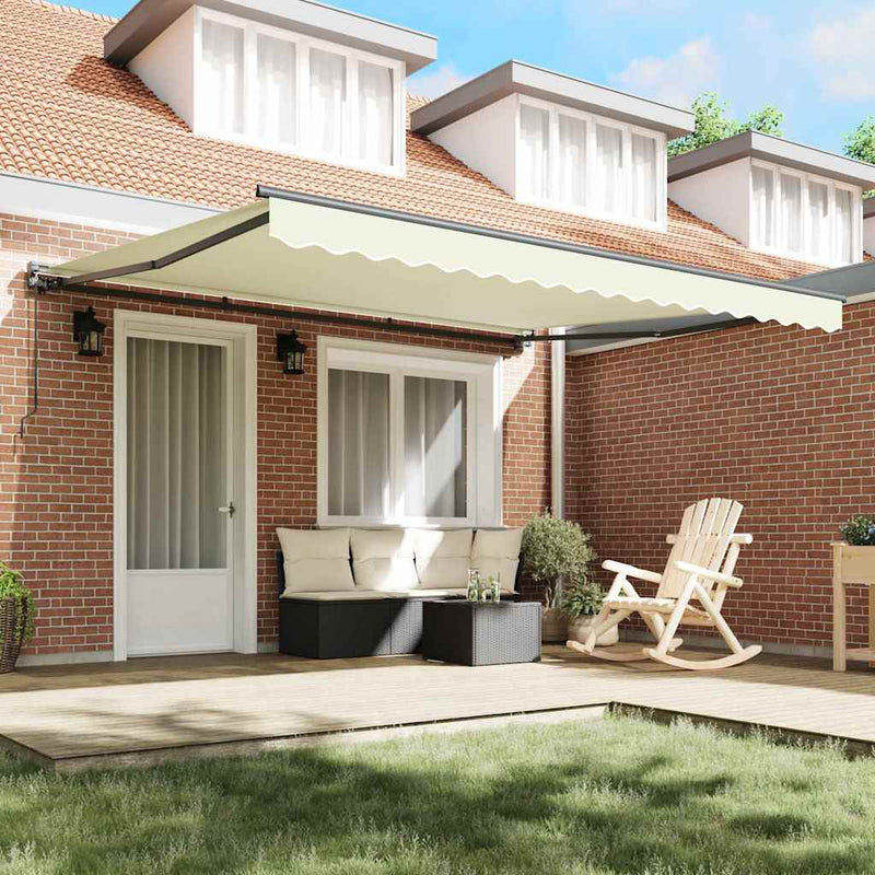 vidaXL Behúzható napellenző Krém 350 x 250 cm Szövet, Fém