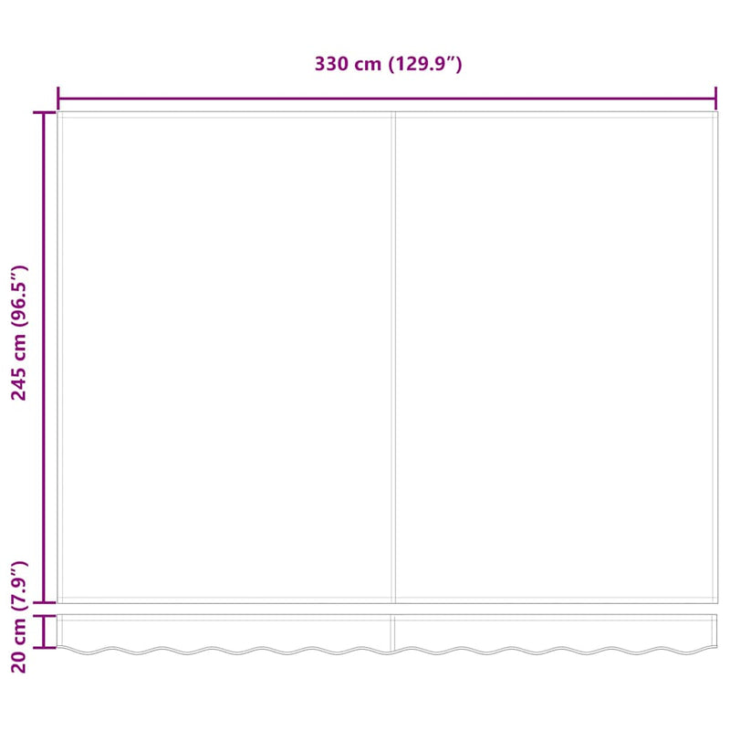 vidaXL Behúzható napellenző Krém 350 x 250 cm Szövet, Fém