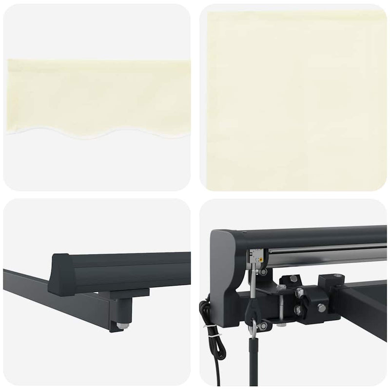 vidaXL Behúzható napellenző Krém 350 x 250 cm Szövet, Fém