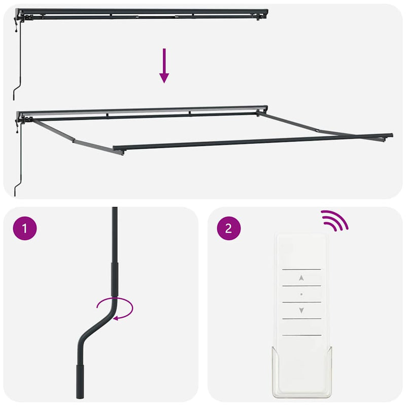 vidaXL Behúzható napellenző Krém 350 x 250 cm Szövet, Fém
