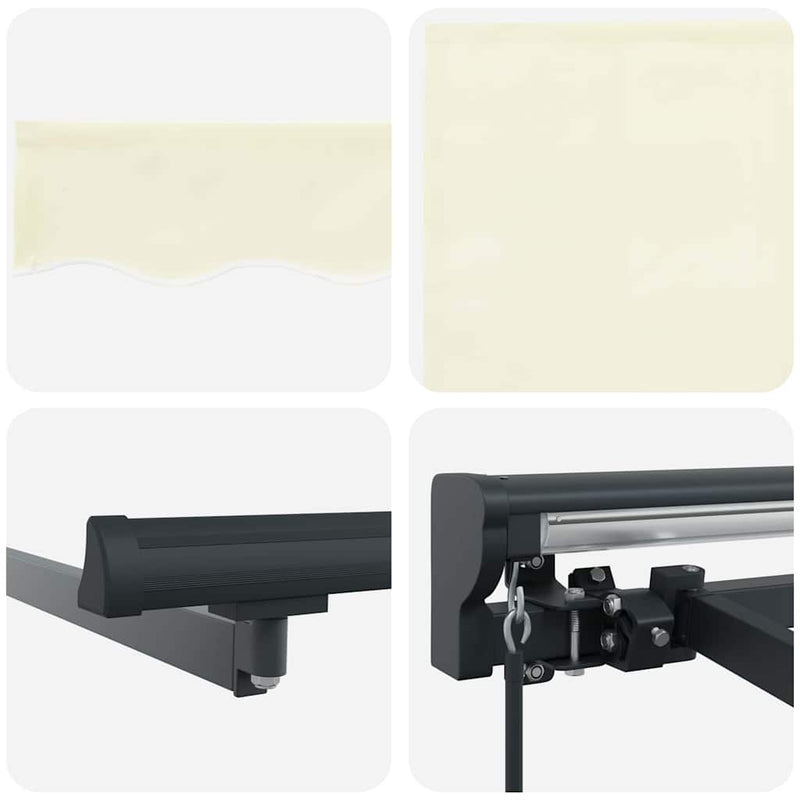 vidaXL Behúzható napellenző Krém 350 x 250 cm Szövet, Fém