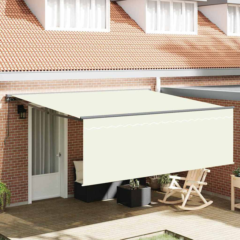 vidaXL Behúzható napellenző Krém 350 x 250 cm Szövet, Fém