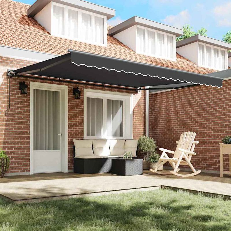 vidaXL Behúzható napellenző Narancs és fehér 350 x 250 cm