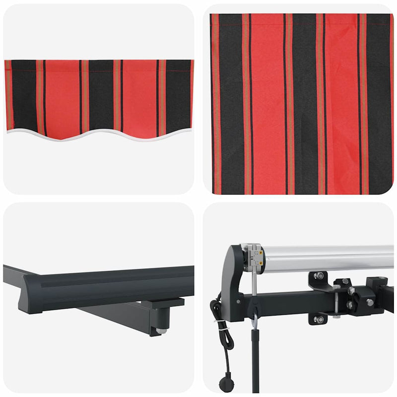 vidaXL Behúzható napellenző Piros és fekete 350 x 250 cm szövet