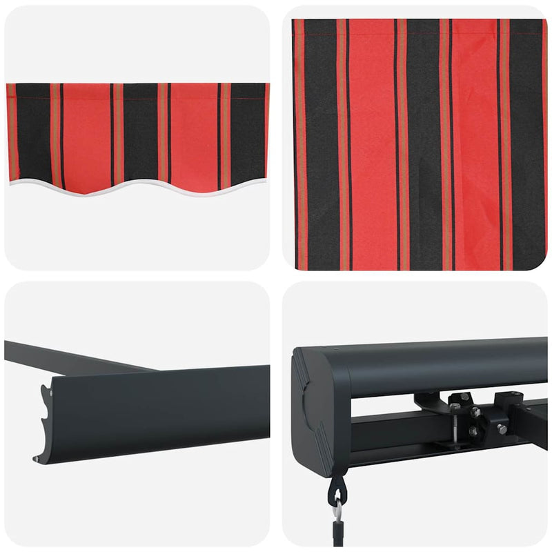 vidaXL Behúzható napellenző Piros és fekete 350 x 250 cm Szövet és Fém