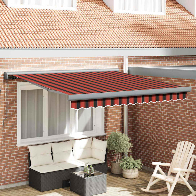vidaXL Behúzható napellenző Piros és fekete 350 x 250 cm Szövet és Fém