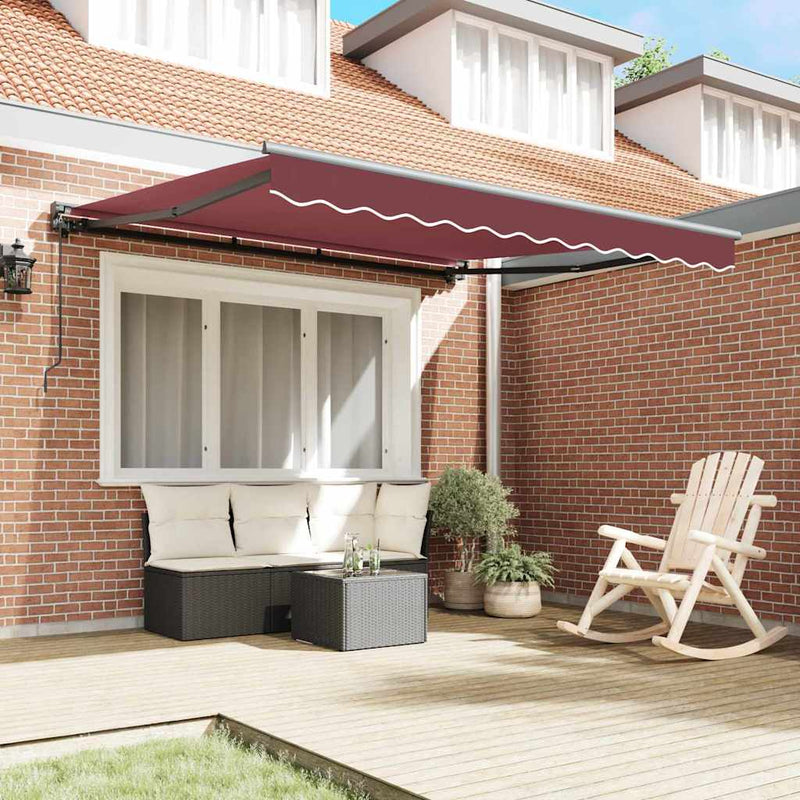 vidaXL Behúzható napellenző Burgundi Vörös 350x250 cm szövet