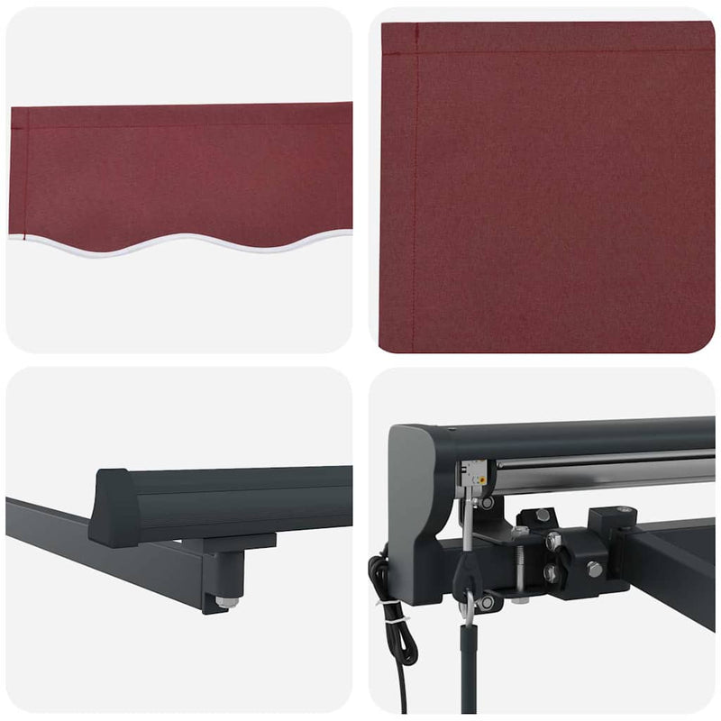 vidaXL Behúzható napellenző Burgundi Vörös 350x250 cm szövet