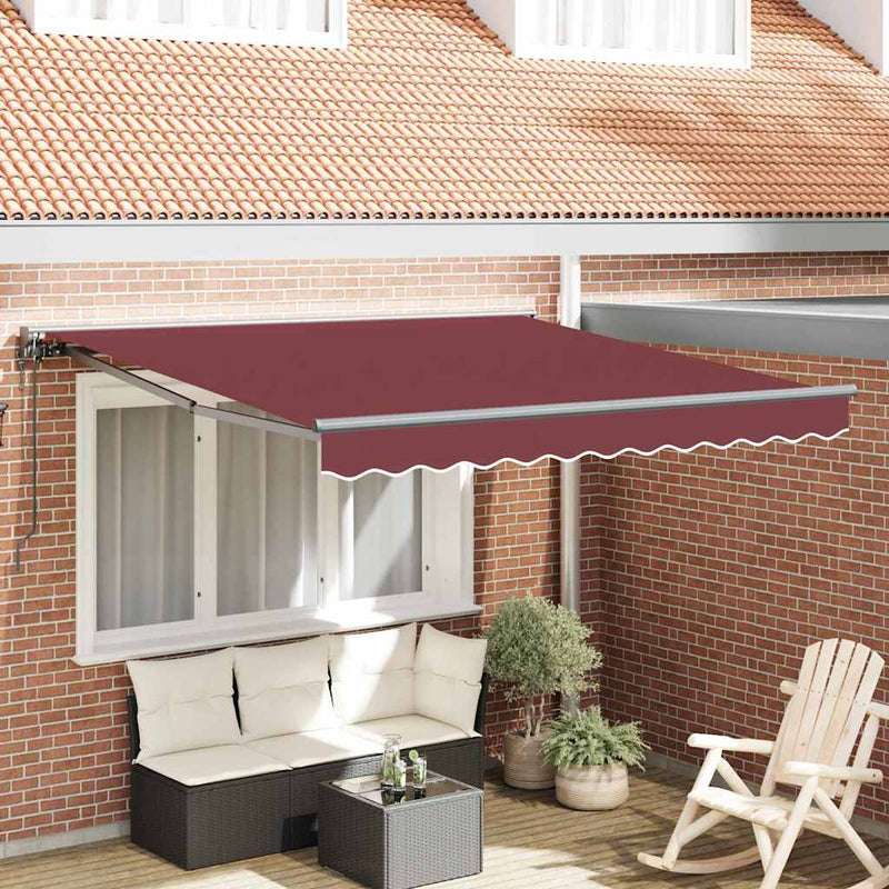 vidaXL Behúzható napellenző Burgundi Vörös 350x250 cm szövet
