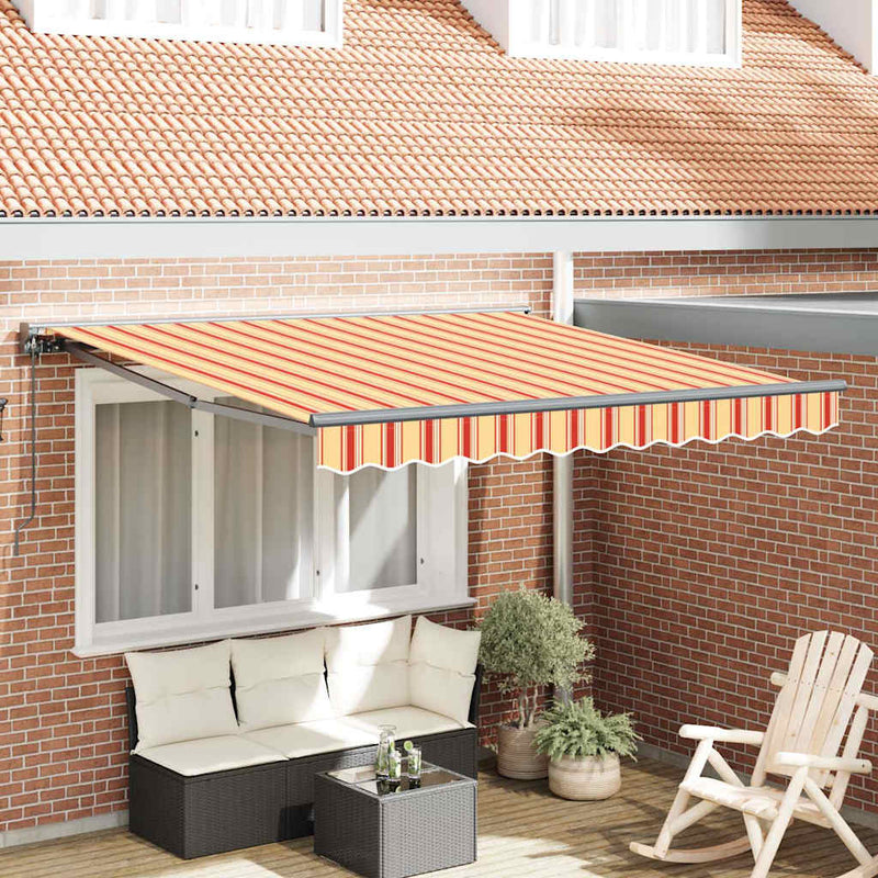 vidaXL Behúzható napellenző Sárga és narancs 350x250 cm szövet