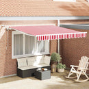 vidaXL Behúzható napellenző Piros és Fehér 350 x 250 cm Poliészter
