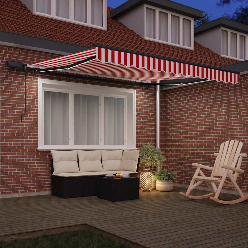 vidaXL Behúzható napellenző Piros és fehér 350 x 250 cm szövet