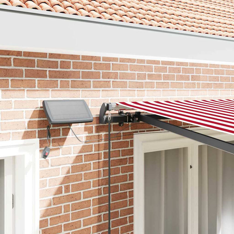 vidaXL Behúzható napellenző Piros és fehér 350 x 250 cm szövet