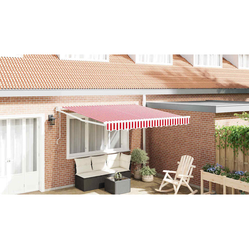 vidaXL Behúzható napellenző Piros és fehér 350 x 250 cm szövet