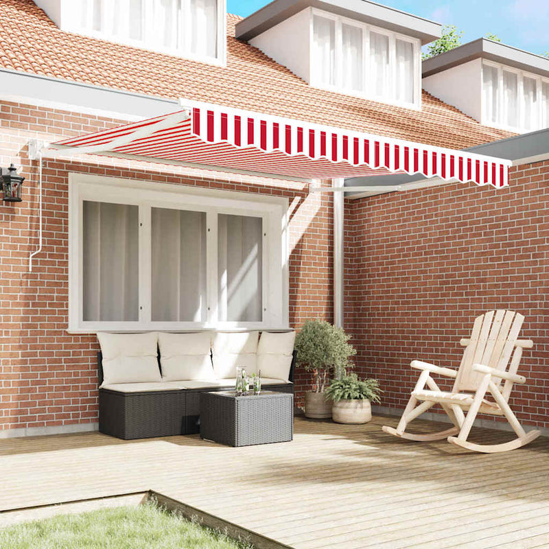 vidaXL Behúzható napellenző Piros és fehér 350 x 250 cm szövet