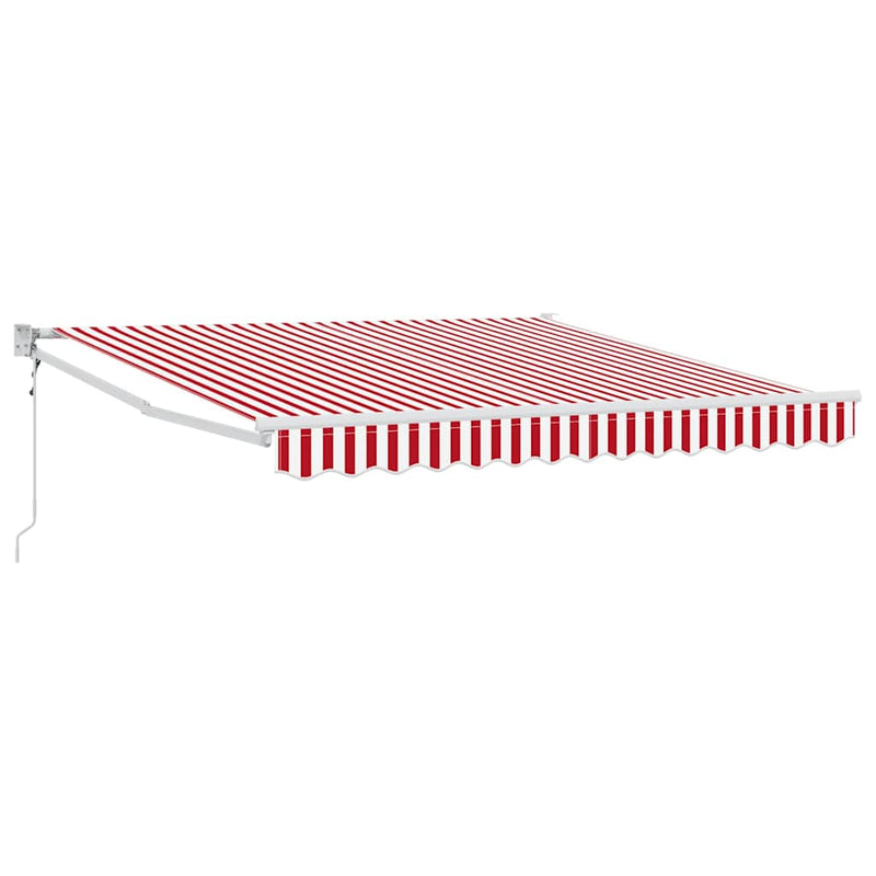 vidaXL Behúzható napellenző Piros és fehér 350 x 250 cm szövet