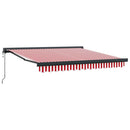vidaXL Behúzható napellenző Piros és fehér 350 x 250 cm Szövet, Fém
