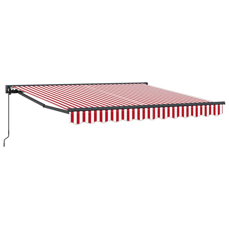 vidaXL Behúzható napellenző Piros és fehér csíkos 350x250 cm szövet