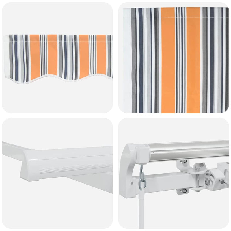 vidaXL Behúzható napellenző Narancssárga szürke kék fehér 350 x 250 cm