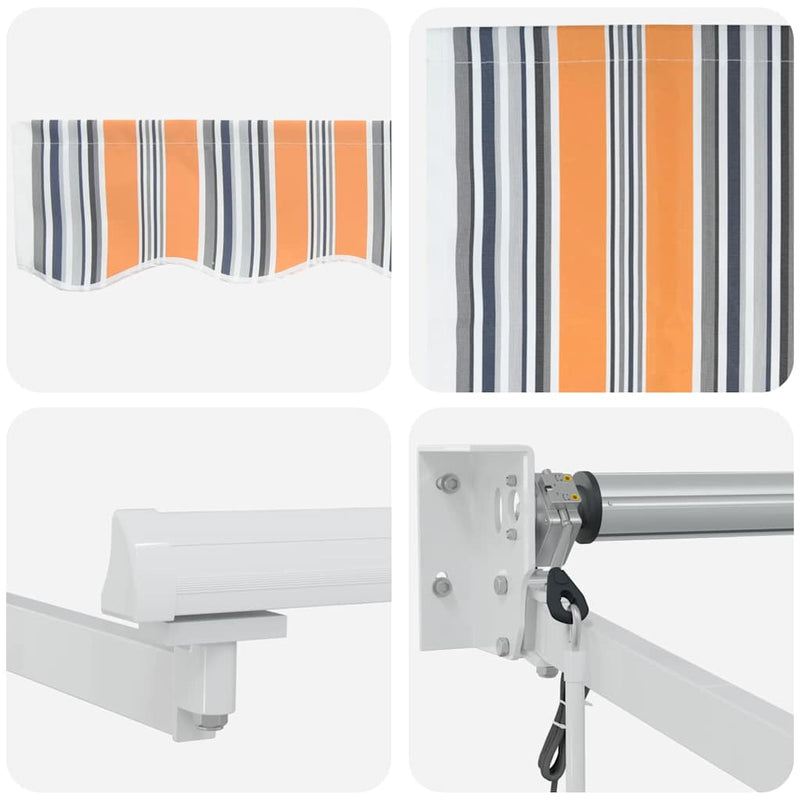 vidaXL Behúzható napellenző Narancs Szürke Kék Fehér 350 x 250 cm