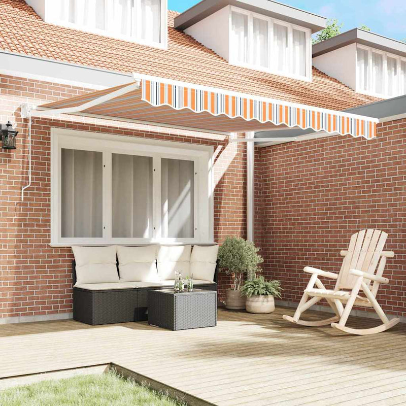 vidaXL Behúzható napellenző Narancs Szürke Kék Fehér 350 x 250 cm