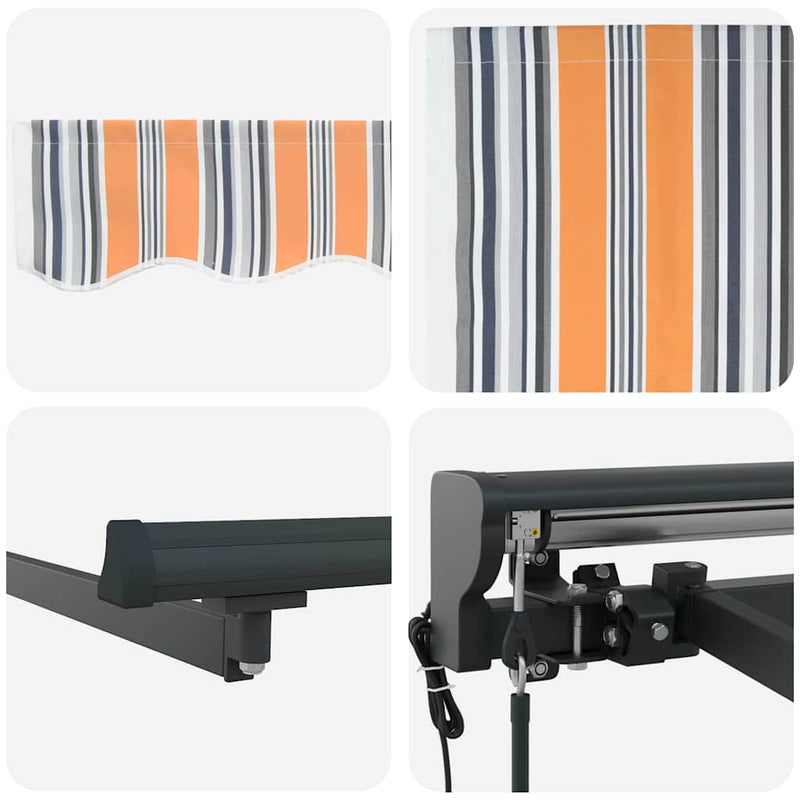 vidaXL Behúzható napellenző Tarka csíkos 350x250 cm szövet