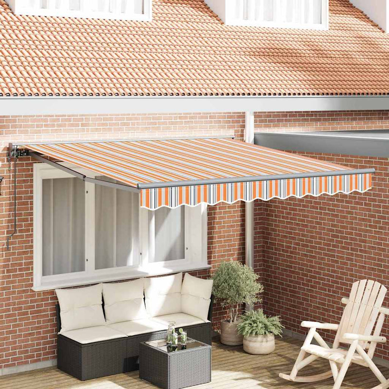 vidaXL Behúzható napellenző Tarka csíkos 350x250 cm szövet