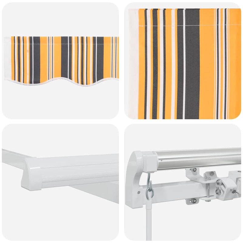 vidaXL Behúzható napellenző Sárga és szürke és fehér 350 x 250 cm