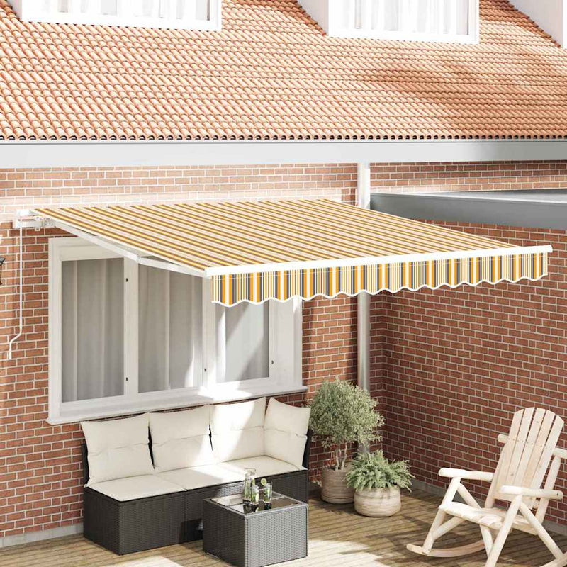 vidaXL Behúzható napellenző Sárga és szürke és fehér 350 x 250 cm