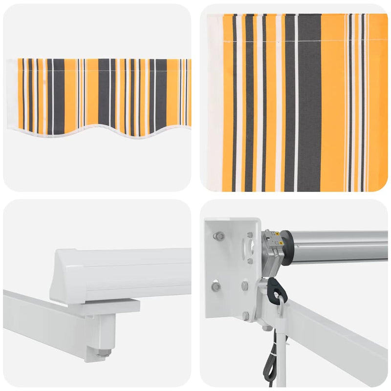 vidaXL Behúzható napellenző Sárga, szürke és fehér 350 x 250 cm szövet