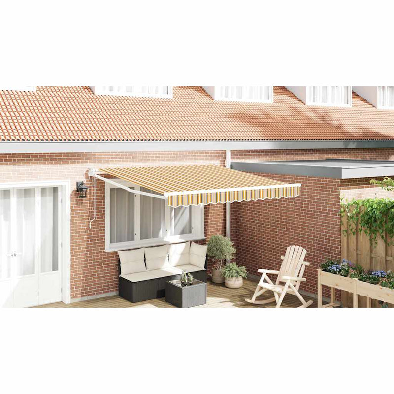 vidaXL Behúzható napellenző Sárga, szürke és fehér 350 x 250 cm szövet