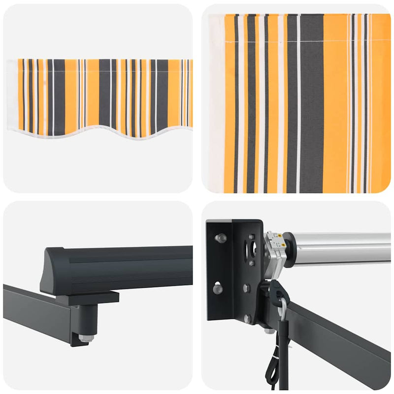 vidaXL Behúzható napellenző Sárga, szürke és fehér 350 x 250 cm szövet