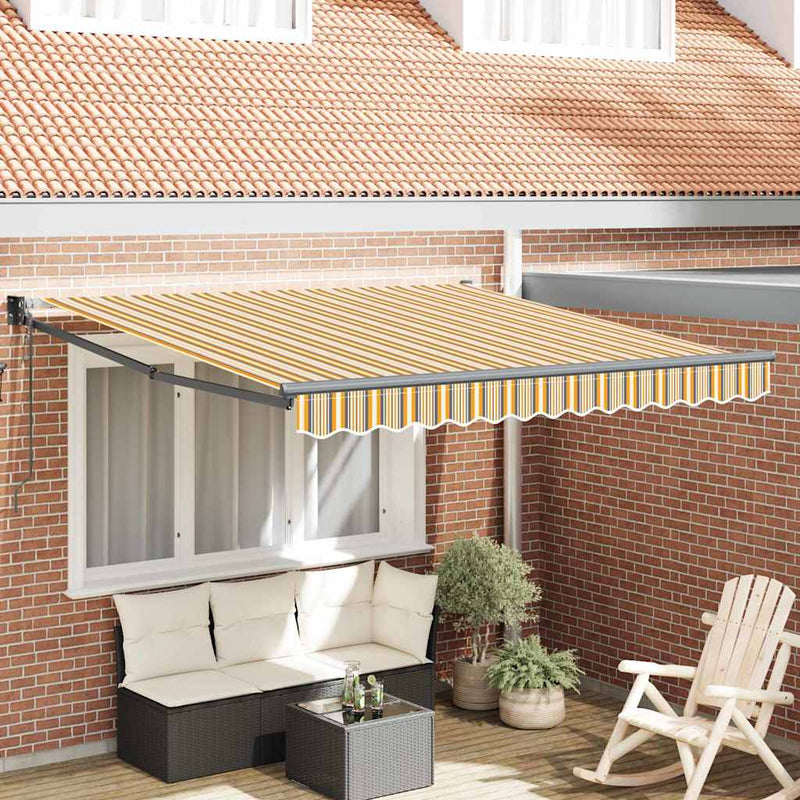 vidaXL Behúzható napellenző Sárga, szürke és fehér 350 x 250 cm szövet