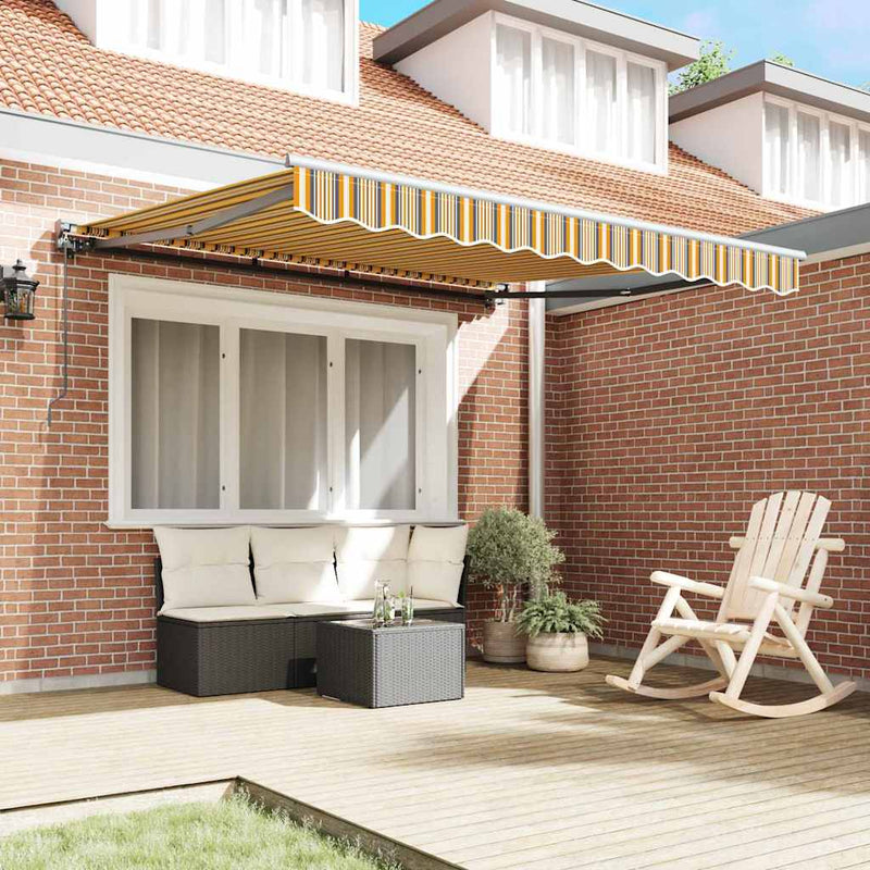 vidaXL Behúzható napellenző Tarka csíkos 350x250 cm szövet