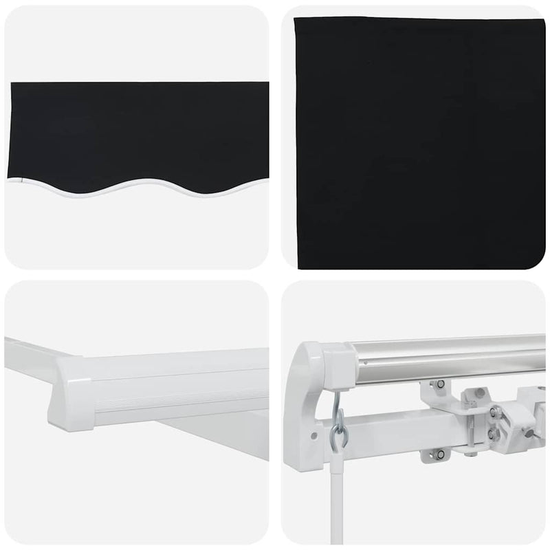 vidaXL Behúzható napellenző Fekete 350 x 250 cm szövet
