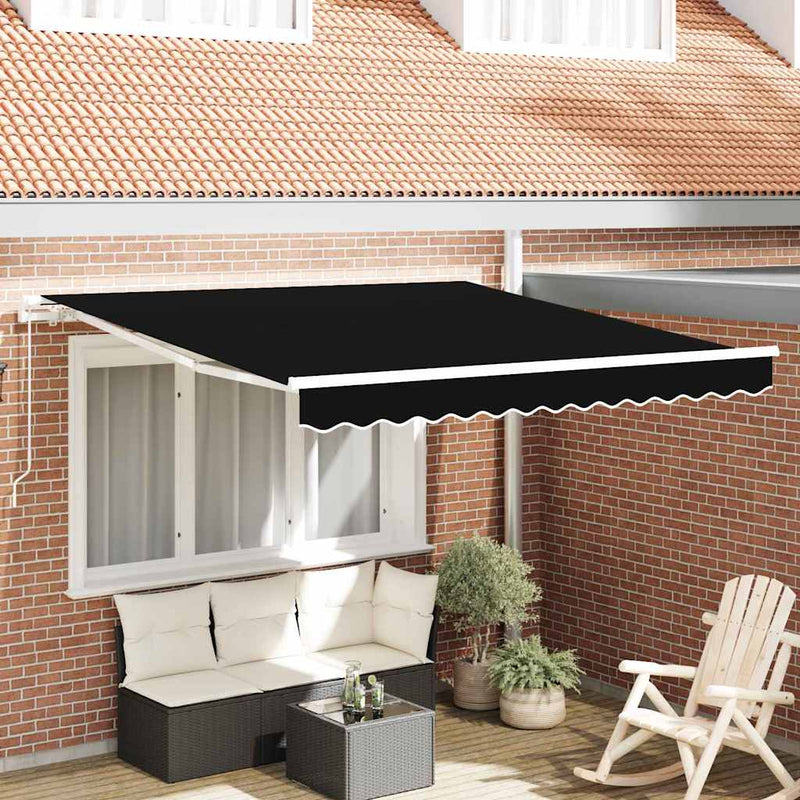 vidaXL Behúzható napellenző Fekete 350 x 250 cm szövet