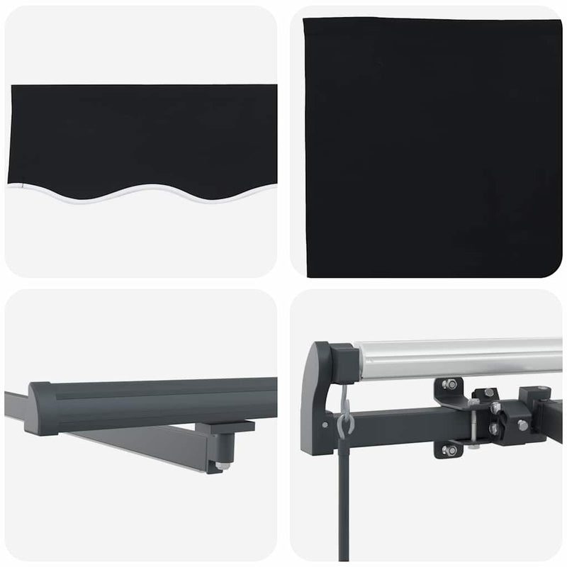 vidaXL Behúzható napellenző Fekete 350 x 250 cm szövet