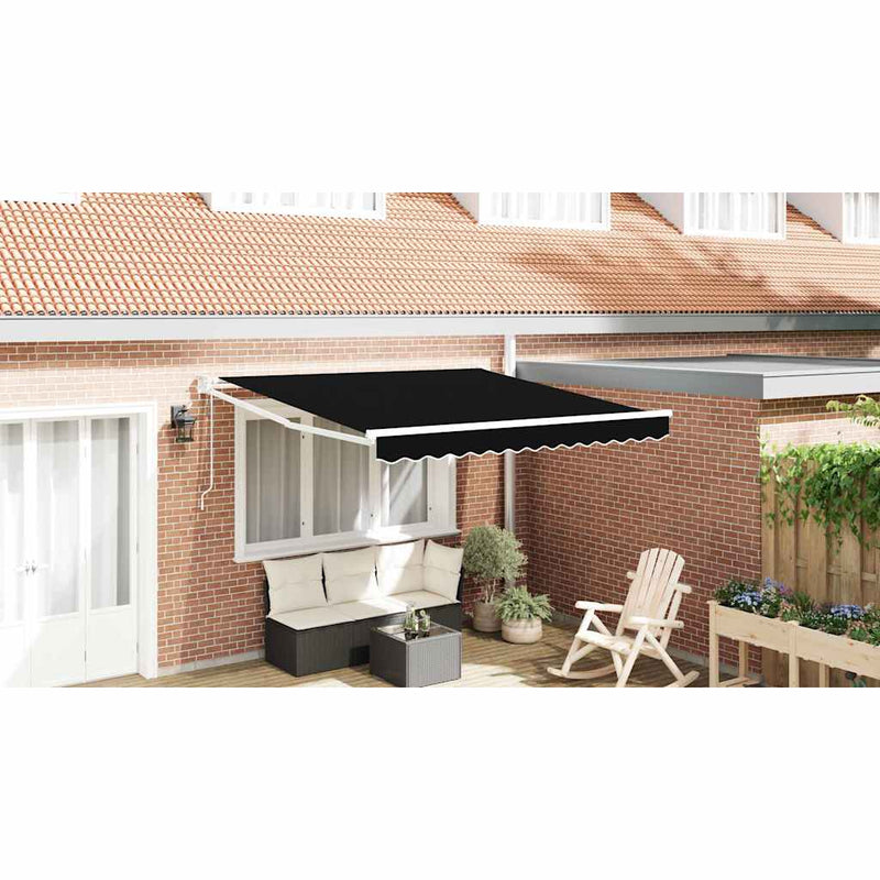 vidaXL Behúzható napellenző Fekete 350 x 250 cm szövet
