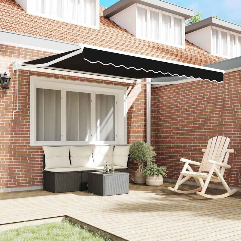 vidaXL Behúzható napellenző Fekete 350 x 250 cm szövet