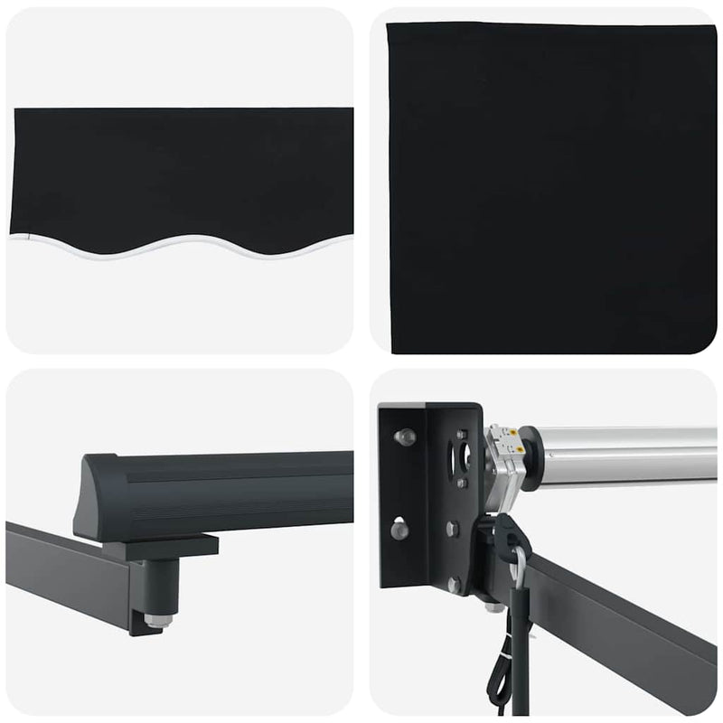 vidaXL Behúzható napellenző Fekete 350 x 250 cm szövet