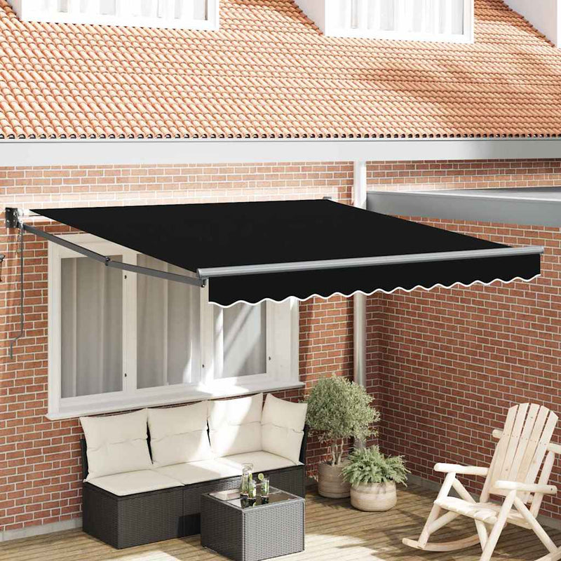 vidaXL Behúzható napellenző Fekete 350 x 250 cm szövet