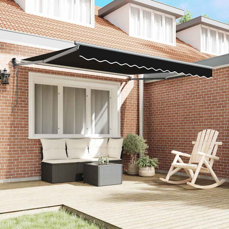 vidaXL Behúzható napellenző Fekete 350 x 250 cm szövet