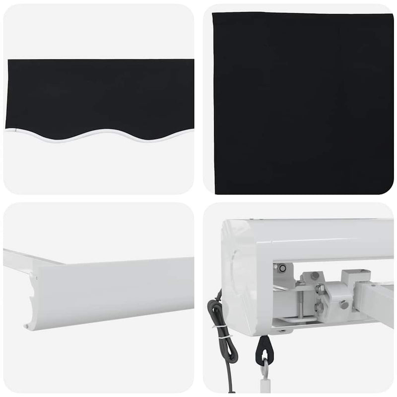 vidaXL Behúzható napellenző Fekete 350 x 250 cm Szövet, Fém