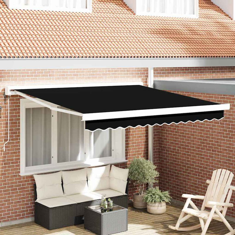 vidaXL Behúzható napellenző Fekete 350 x 250 cm Szövet, Fém