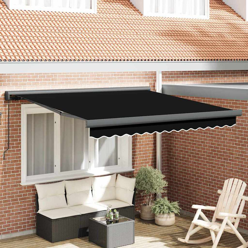 vidaXL Behúzható napellenző Fekete 350 x 250 cm Szövet és Fém